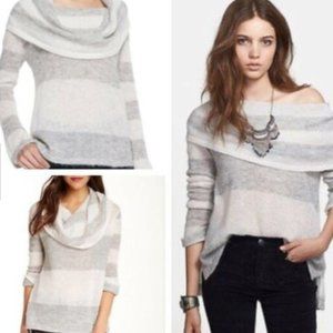 🤍🖤 FREE PEOPLE | Alpaca Striped Slouchy Cozy Sweater Sz S
